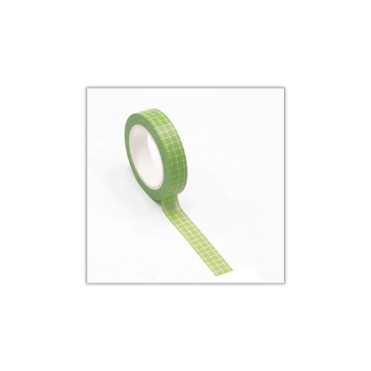 Lime Green Thin Grid Washi Tape