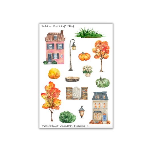 Watercolor Autumn Houses 1