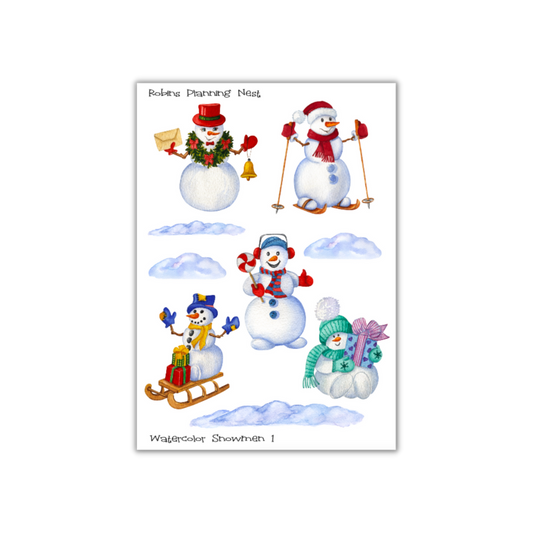Watercolor Snowmen 1