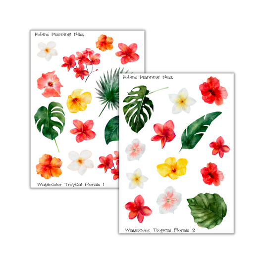 Watercolor Tropical Florals Bundle