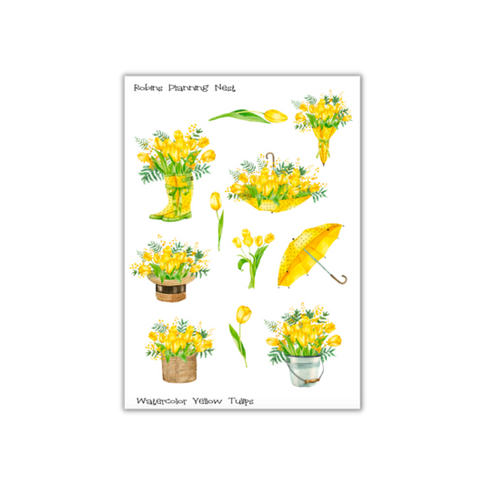 Watercolor Yellow Tulips